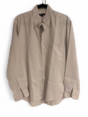 Burberry Beige Windowpane Button-Down Dress Shirt